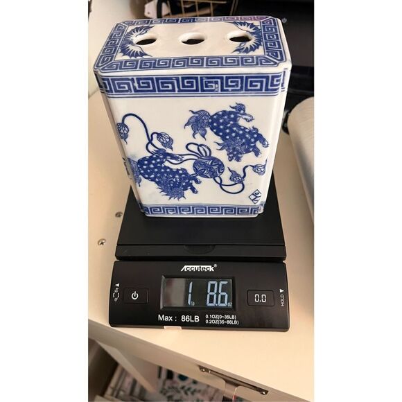 Antique Chinese‎ Porcelain Opium Pillow  Blue White Foo Dog Qing Signed - Picture 9 of 10